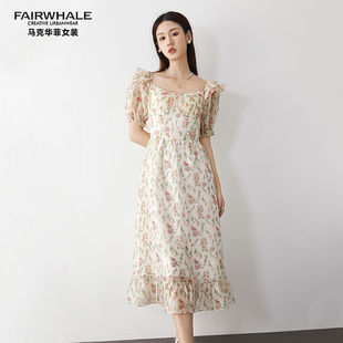 F32026A089 清新收腰连衣裙 露露酱NN 「巴黎女孩」马克华菲女装