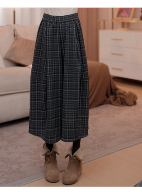 【新款上新】马克华菲女装格子阔腿加厚加绒休闲裤八分裤jcc