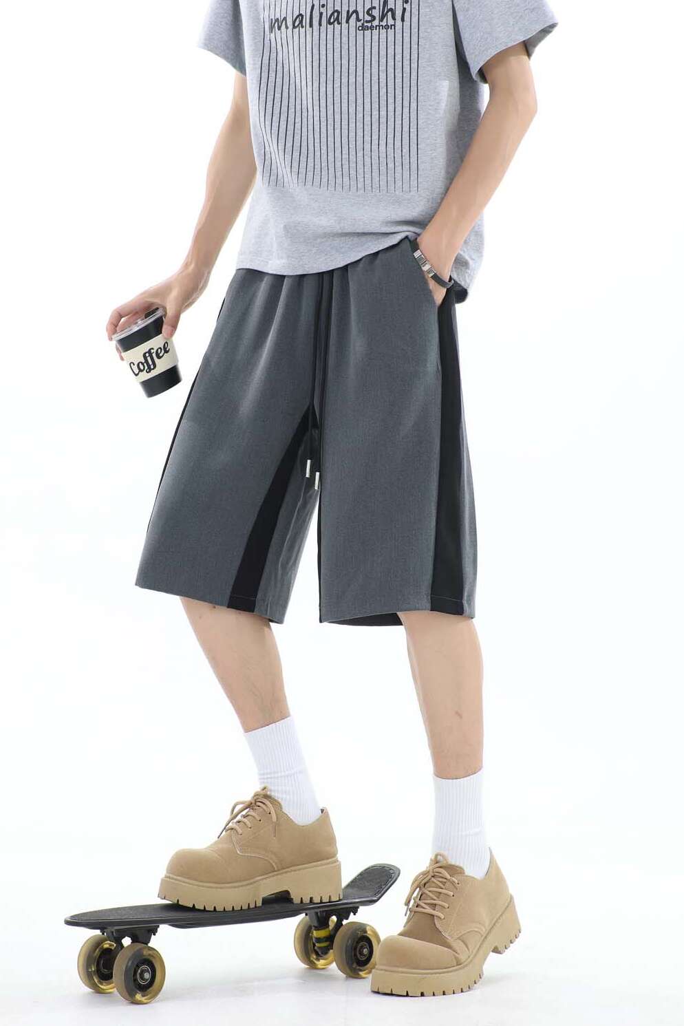 美式高级感西装短裤男女宽松夏季五分休闲裤子h626P38控58,男装牛仔裤,星座1401-3（原电商B417 ）