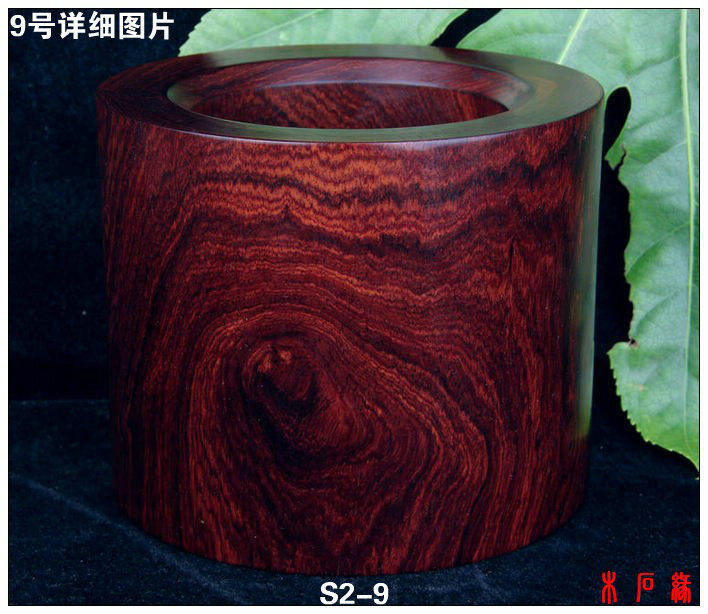 缅甸酸枝木书房文玩木雕实木摆件整木无拼接矮墩素面老红木笔筒