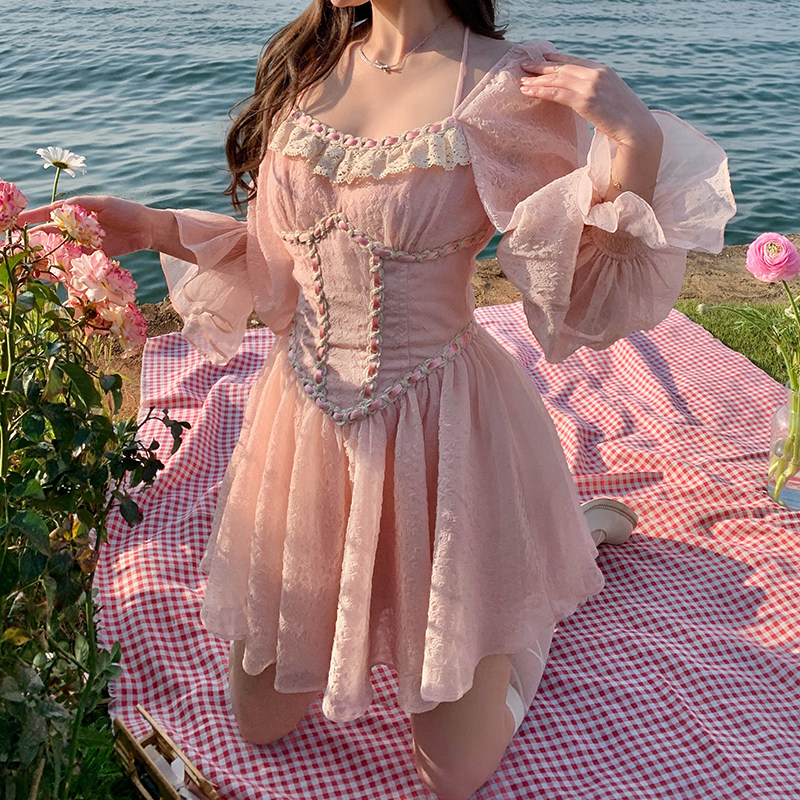 冰冰来了丨【奥菲莉亚】法式复古方领公主裙甜美纯欲长袖连衣裙