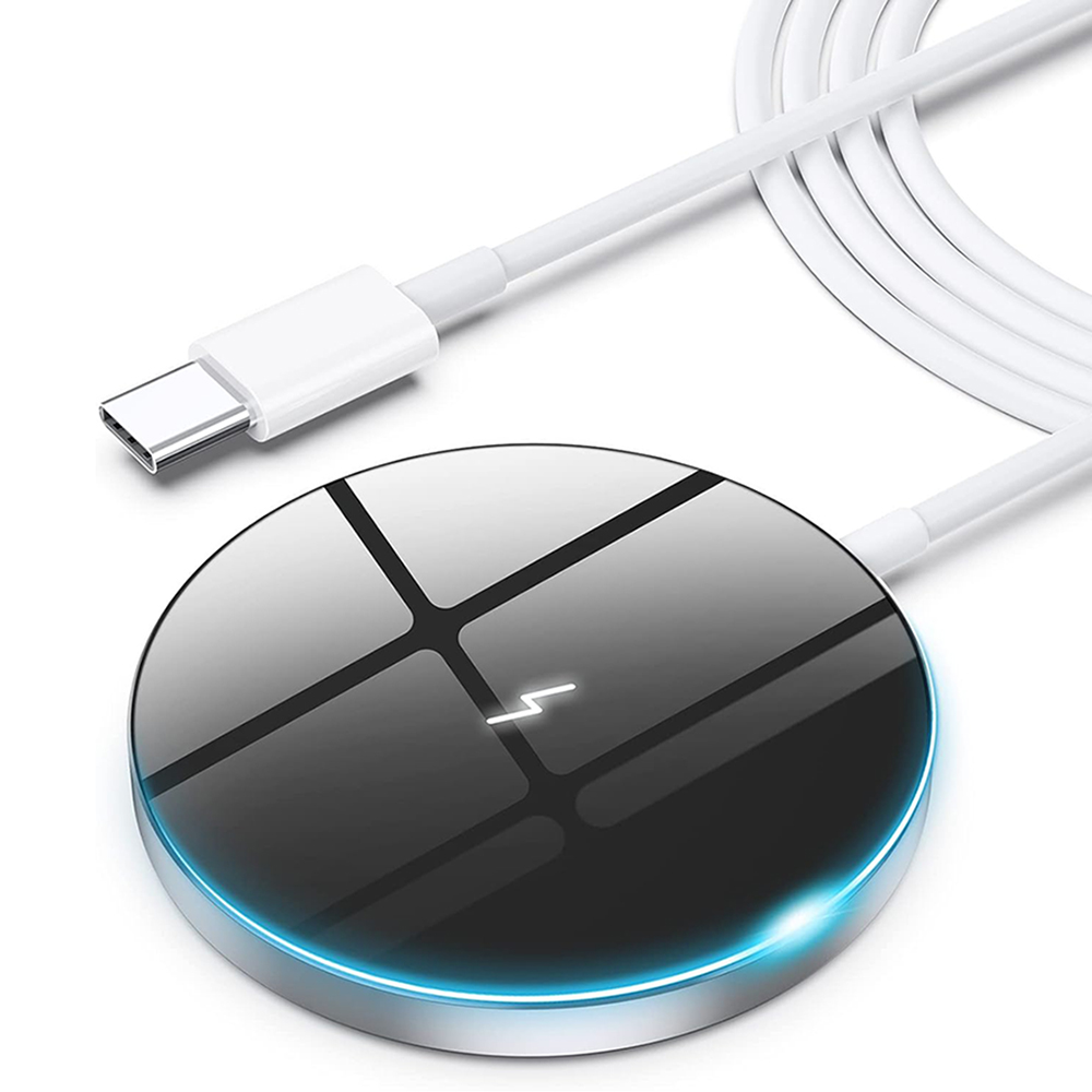 精致!靓丽!出老美15W磁吸镜面无线充电器快速充电适用手机10W三星7.5W苹果小米智能保护/