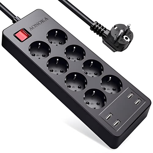 带开关8孔欧式插座欧标拖线板