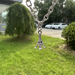 复古做旧风!欧美锌合金巴黎铁塔皇冠钥匙挂件手链脚链女金属饰品