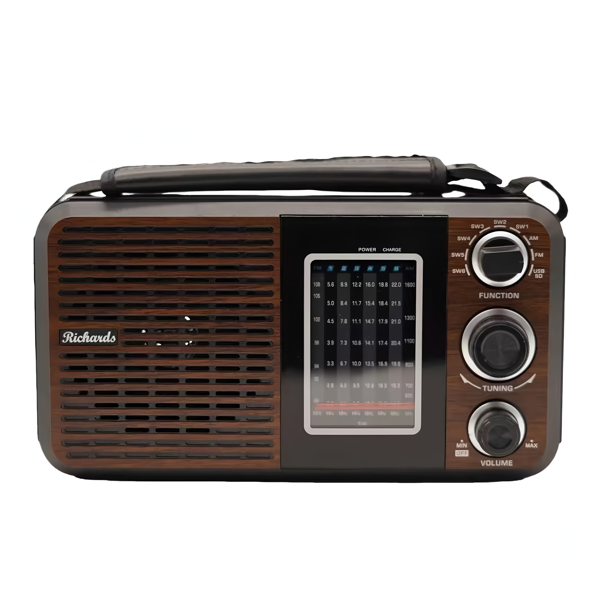复古风！出老美FM/AM/SW三波段便携收音机可插卡手动调节怀旧广播