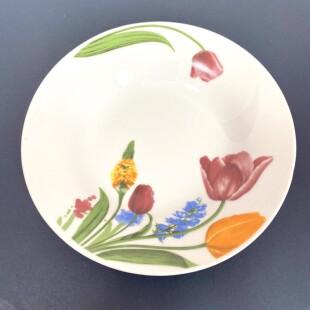 春意盎然 出外贸釉上彩贴花陶瓷圆盘家用简约餐盘创意田园风菜盘