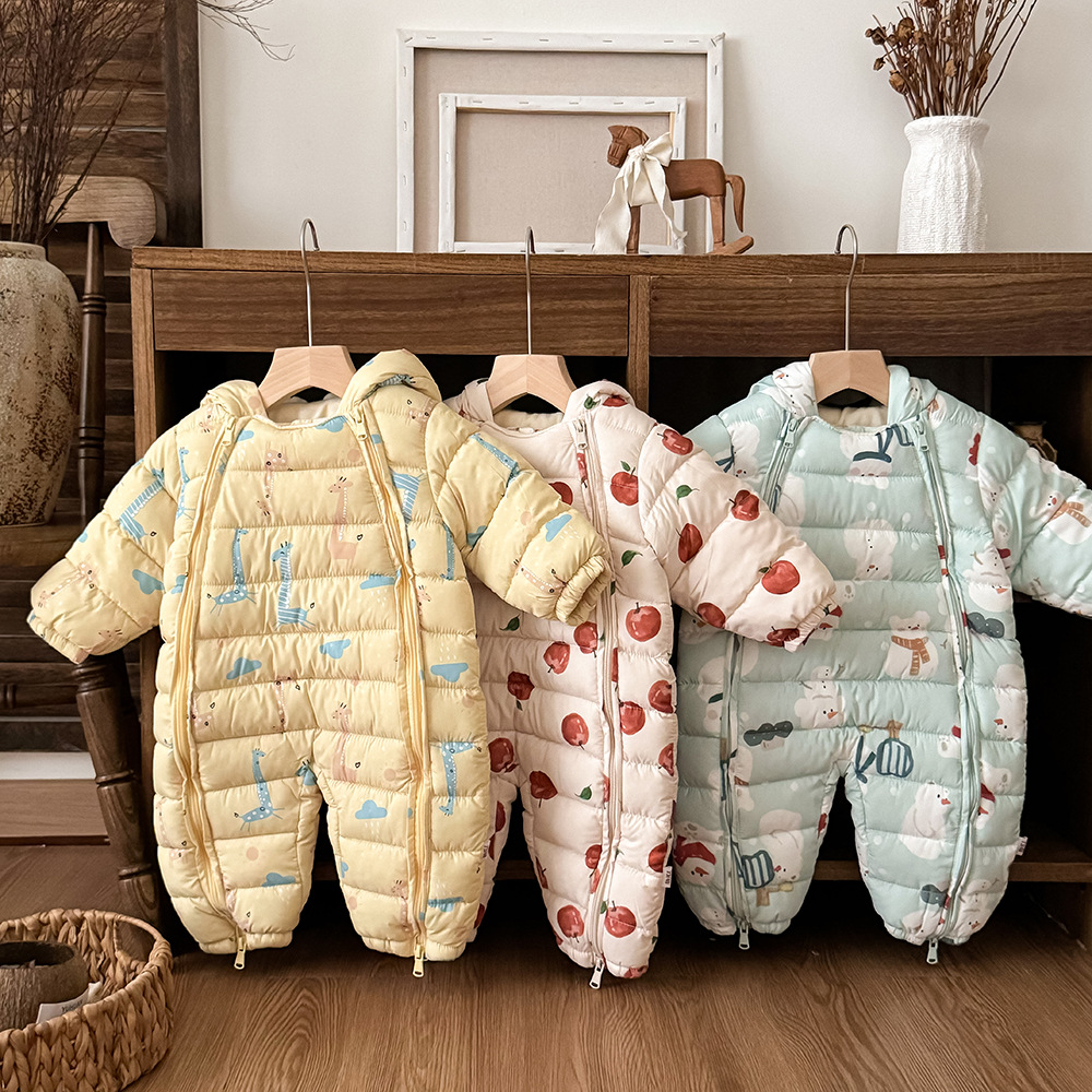 Hengbaby秋冬婴儿棉服加绒加厚保暖连体衣男女宝宝棉衣夹棉外套