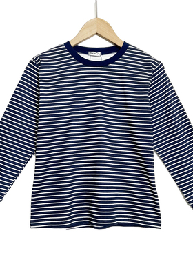 日单Piu de piu 小孩长袖条纹T恤纯棉圆领中大童百搭上衣