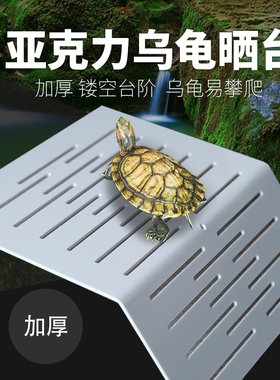 乌龟爬台晒台龟缸晒背台攀爬台白色加厚加大号亚克力滤水台防软壳