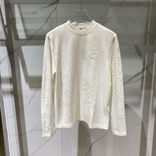 Cavalli Class男装 26秋冬字母刺绣满身提花莫代尔男士长袖T恤