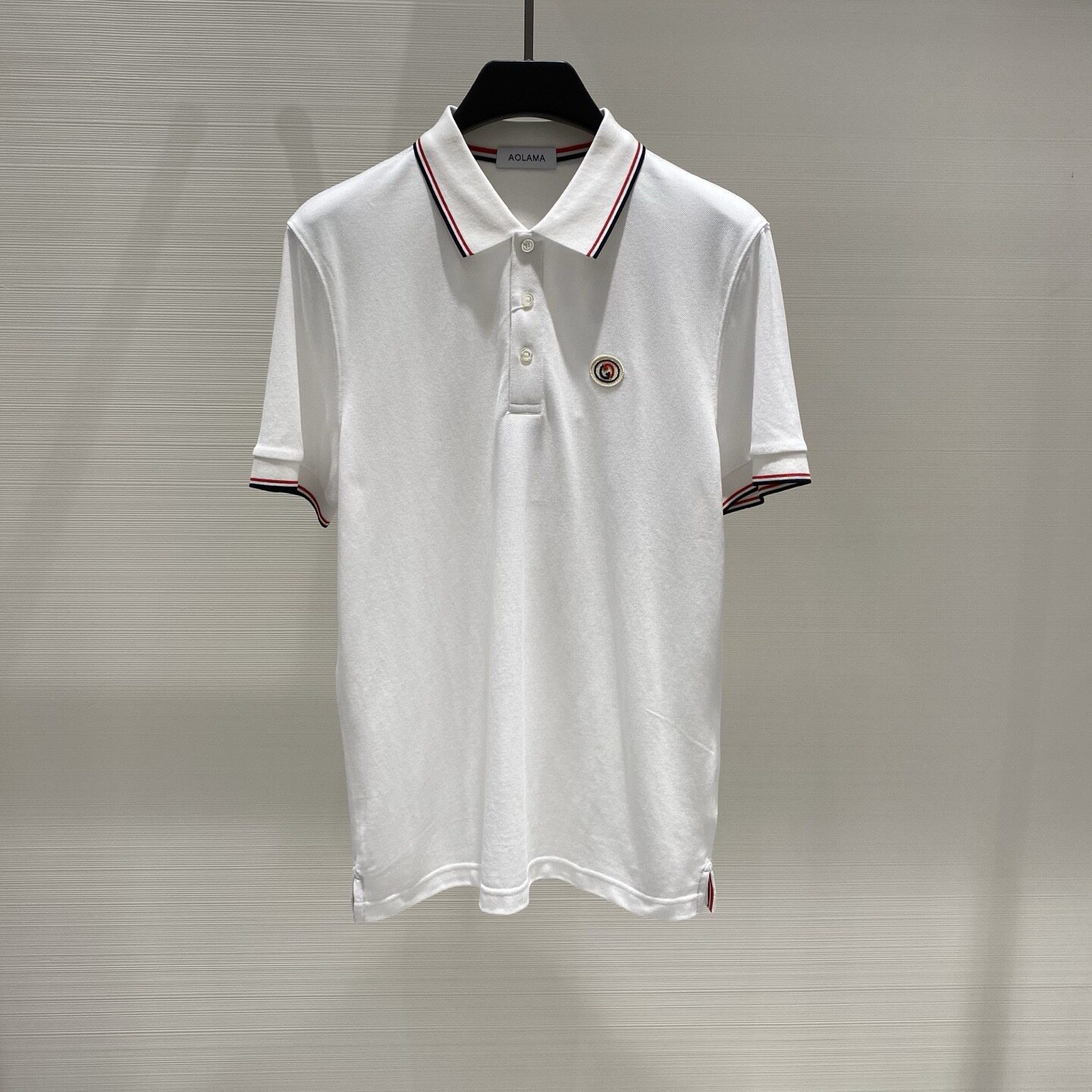 AOLAMA 26春夏新款logo刺绣胸标彩色条纹装饰男士短袖POLO衫