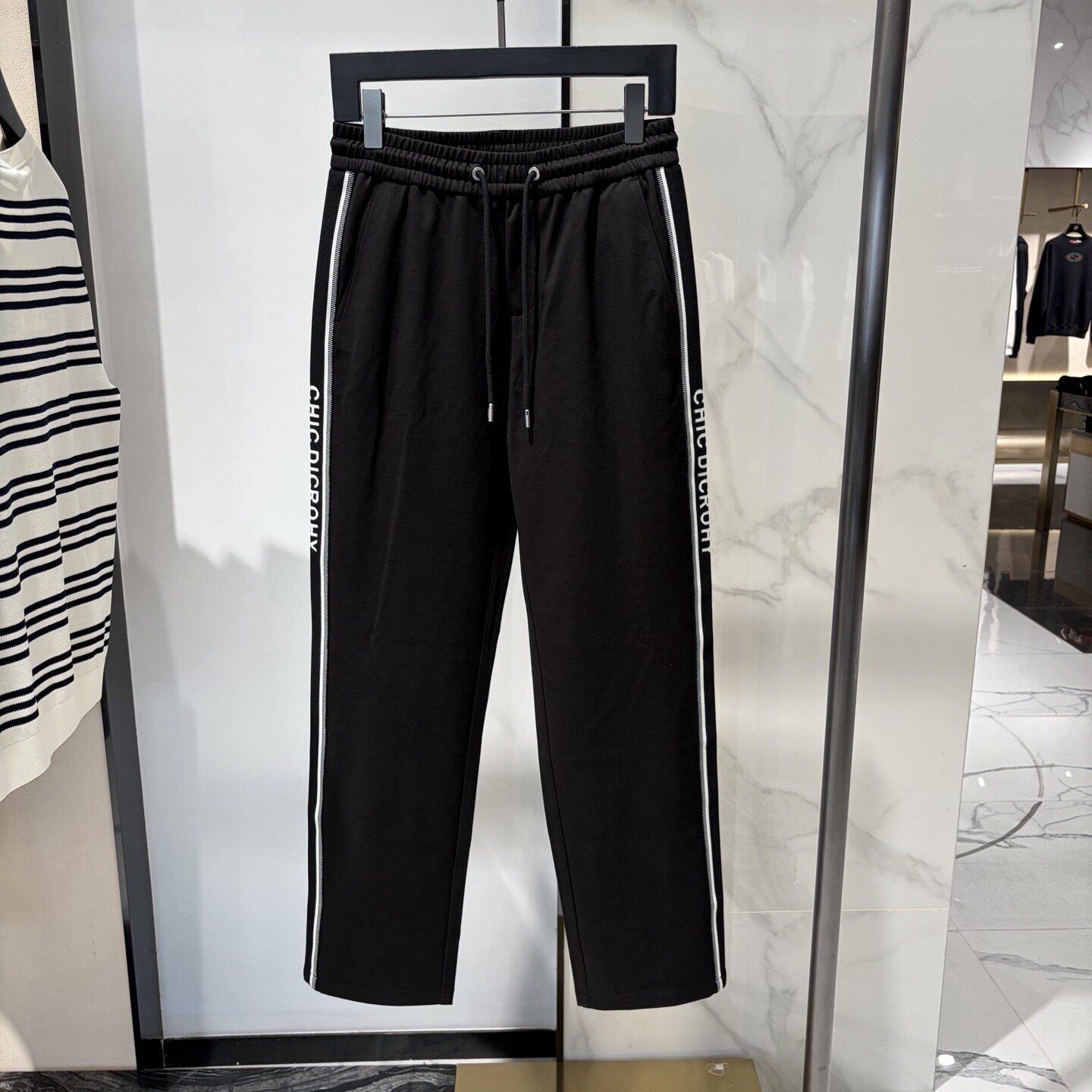 CDHOMME 26春夏新款刺绣logo字母侧边织带条纹男士直筒休闲裤