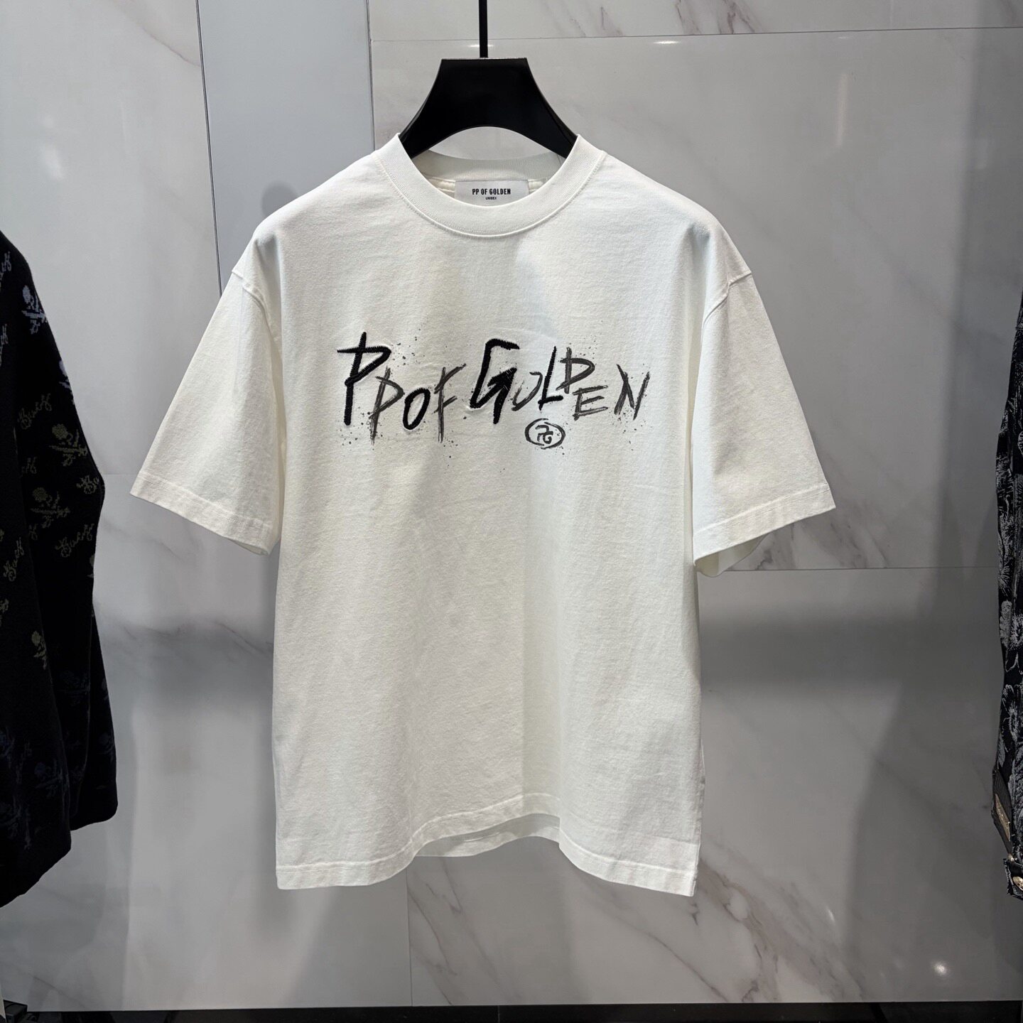 PP OF GOLDEN 26秋冬logo字母刺绣印花男士纯棉短袖T恤 638778