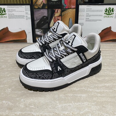 BUZZ ROBBINS 26春夏新款logo字母压印皮质拼接男士休闲鞋板鞋