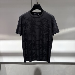 短袖 logo字母动物椰树提花暗纹男士 T恤 26春夏新款 CNC