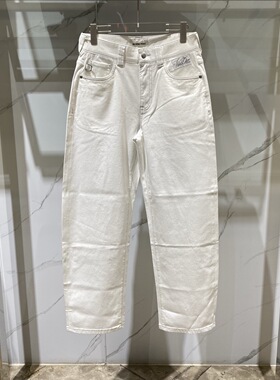 WE11DONE PRAIS 26春夏新款腰间logo字母刺绣白色男士直筒牛仔裤