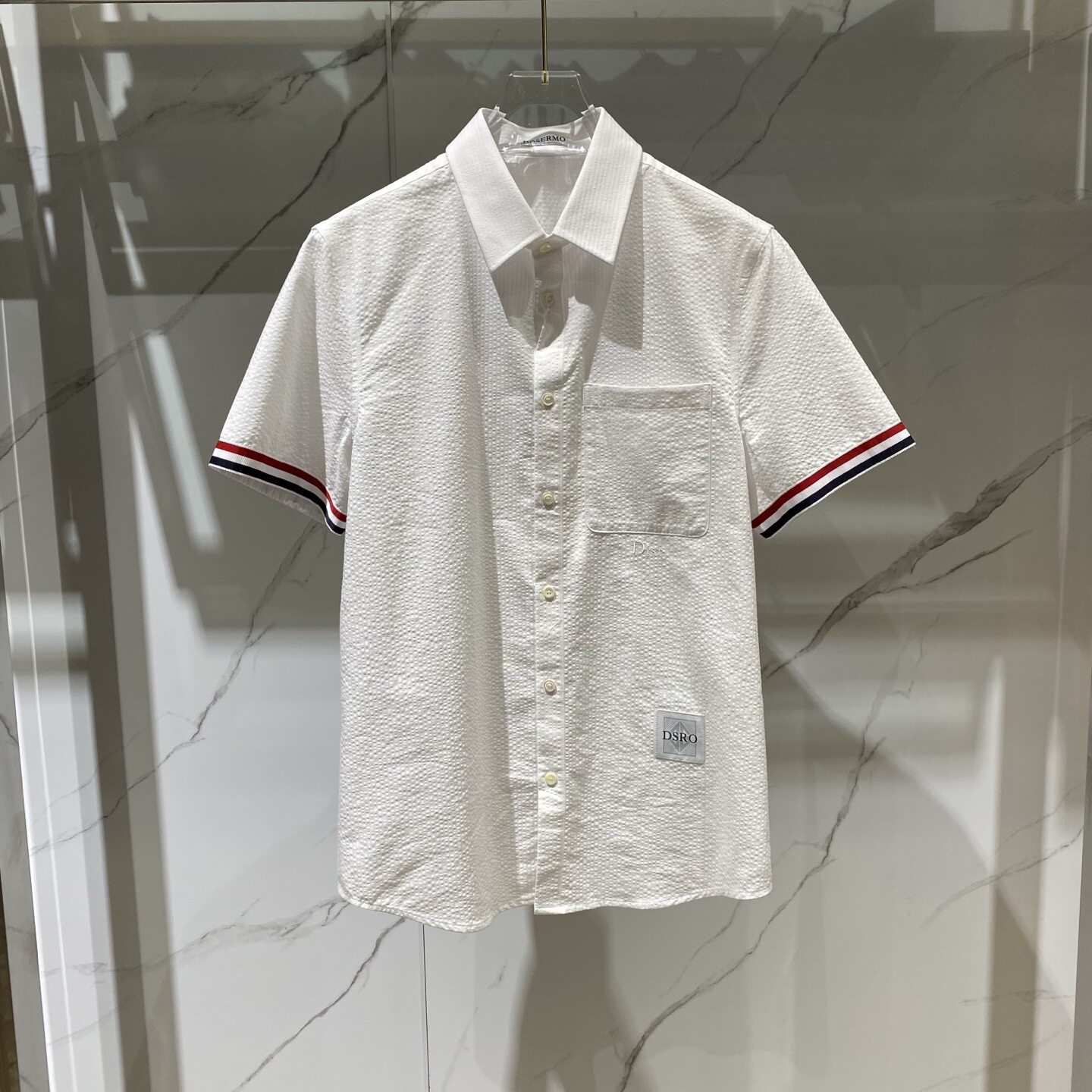 DOSERMO 26春夏新款logo字母刺绣男士条纹短袖衬衫962143