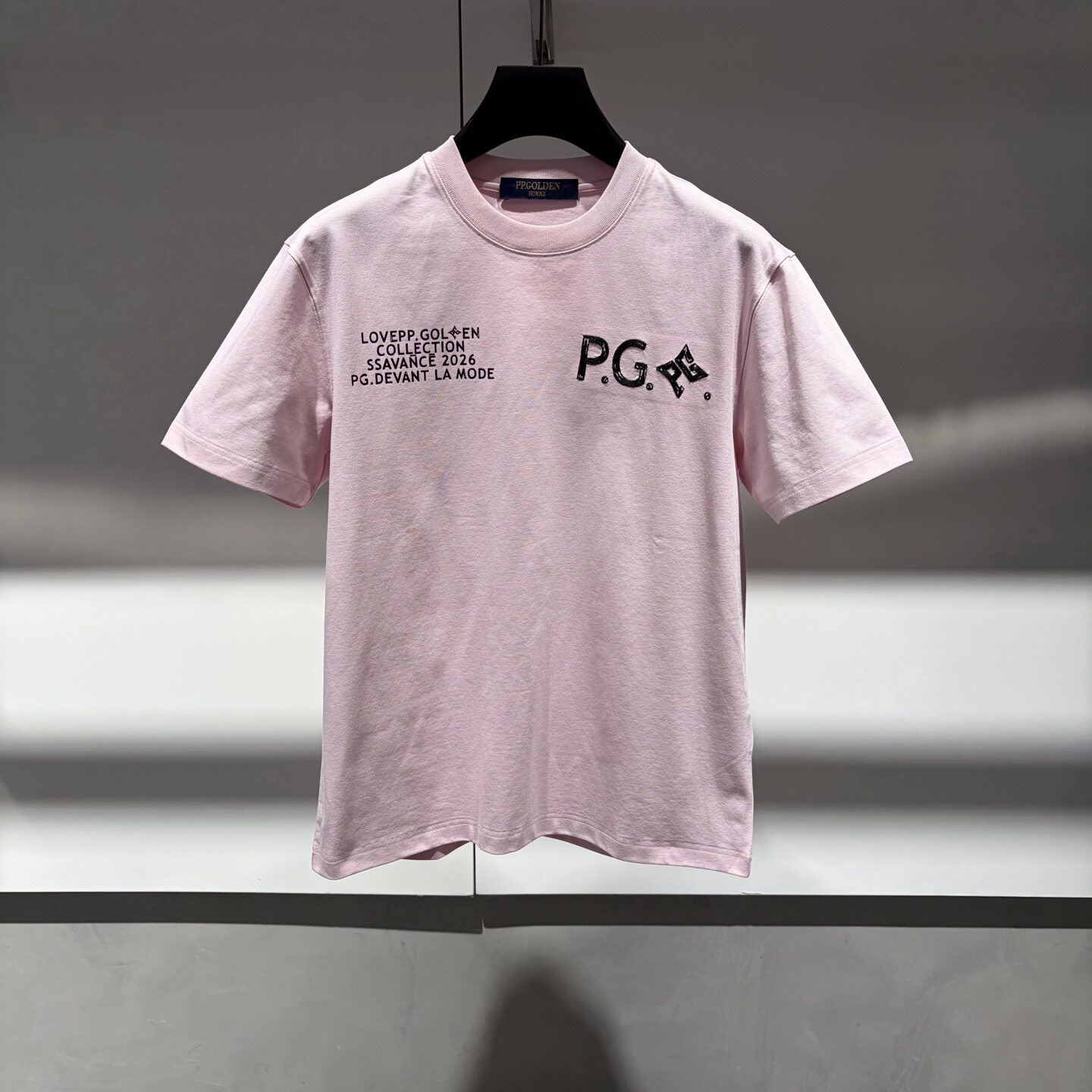 PP.GOLDEN 26春夏新款logo字母刺绣印花男士圆领短袖T恤622336
