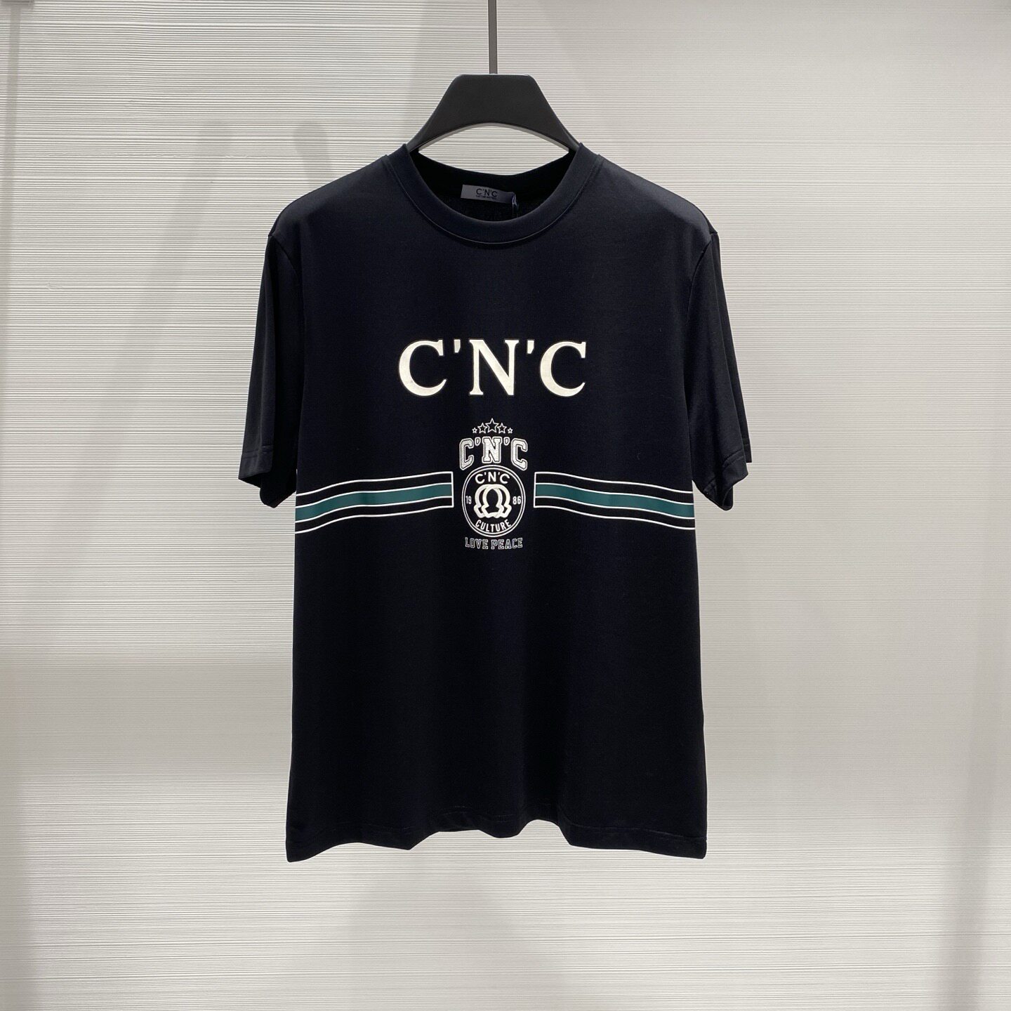 26春夏新款 CNC男士logo字母彩色条纹印花短袖T恤 262013