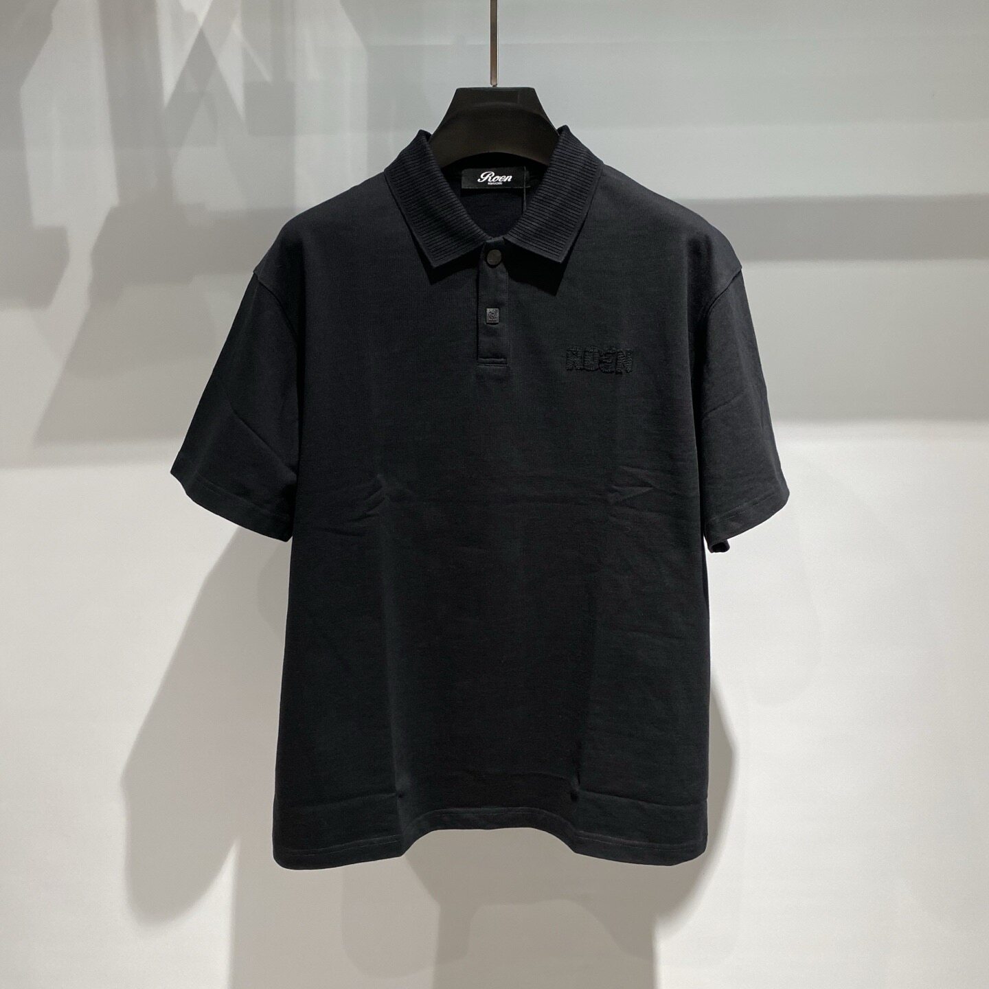 ROEN男装 26秋冬新款logo字母贴布刺绣人像印花男士短袖POLO衫