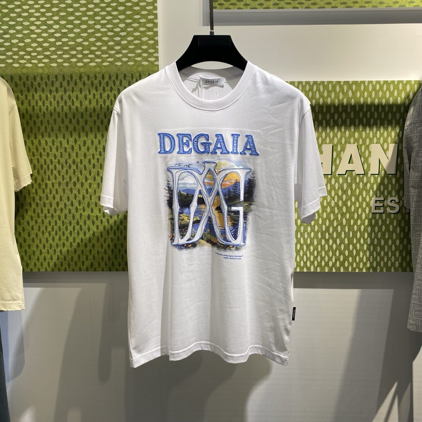 DEGAIA迪嘉雅 26春夏新款logo字母刺绣风景图案印花男士短袖T恤
