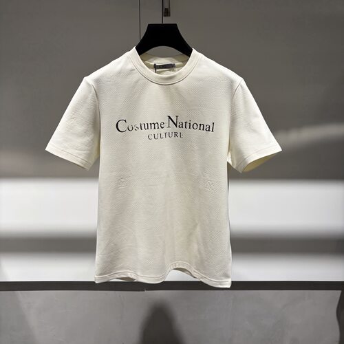CNC男装 26秋冬新款logo字母印花满身暗纹格子男士短袖T恤 362035