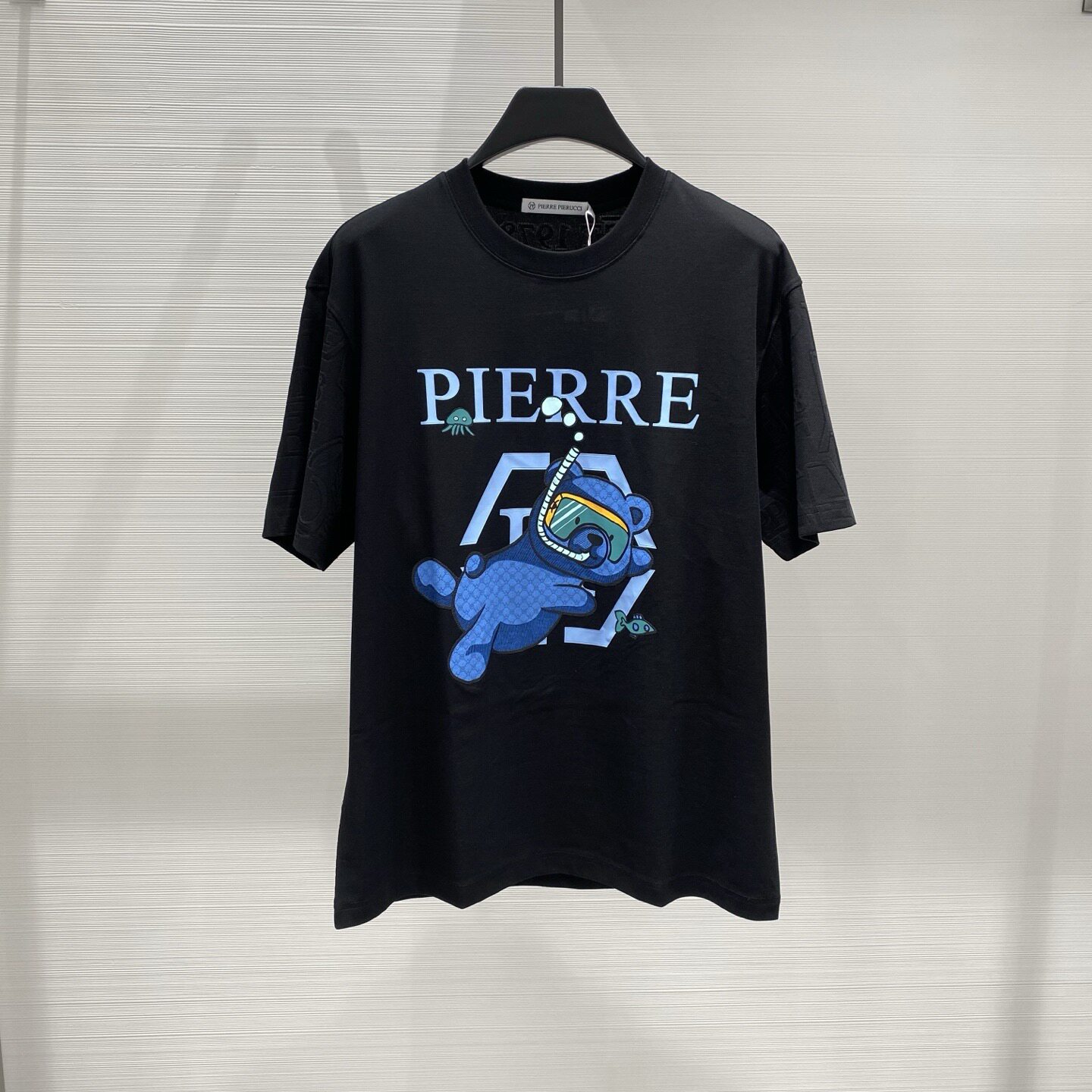 PIERRE PIERUCCI 26春夏卡通潜水小熊logo字母印花男士短袖T恤