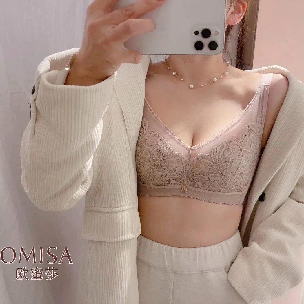欧蜜莎5651软钢圈大胸显小超薄款水晶杯收副乳防下垂上托内衣文胸