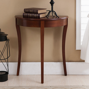 饰桌 走廊桌子玄关台墙边桌玄关柜装 玄关桌美式 实木半圆靠墙桌欧式