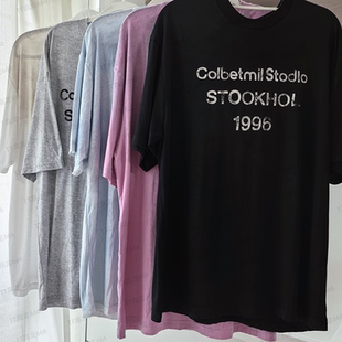 正确版1996印花短袖T恤女 AC经典做旧复古轻薄透气宽松沈梦辰同款