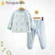 童泰秋冬新款 子两件套家居 4岁男女宝宝夹棉上衣裤 肩开薄棉套装