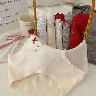 头 三角裤 气氛森林内裤 女生纯棉加长裆部抗菌裆本命年大红少女新款