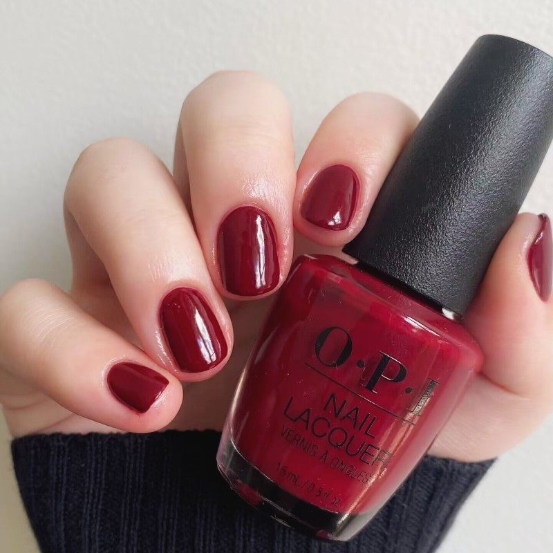 布鲁斯酒红 美国opi彩色指甲油郎窑红w52车厘子色免烤快干不可撕