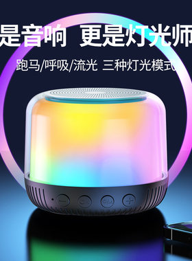 迷你音箱ABS+PC外壳带RGB灯光跑马呼吸流光三模式插卡通话USB供电