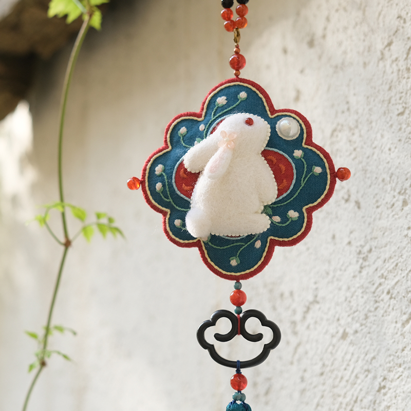 手工diy刺绣月兔国风香囊材料包