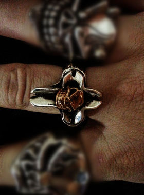 骷髅欧美风银指环潮流戒指