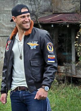 美国Cockpit正品中国湖海G1飞机皮夹克Z21P022拉链真皮