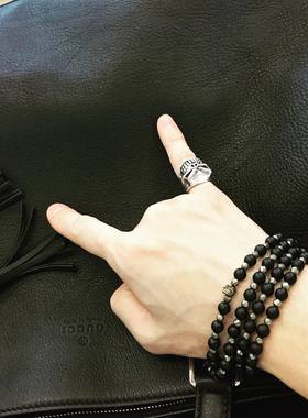 黑玛瑙欧美纯银复古项链