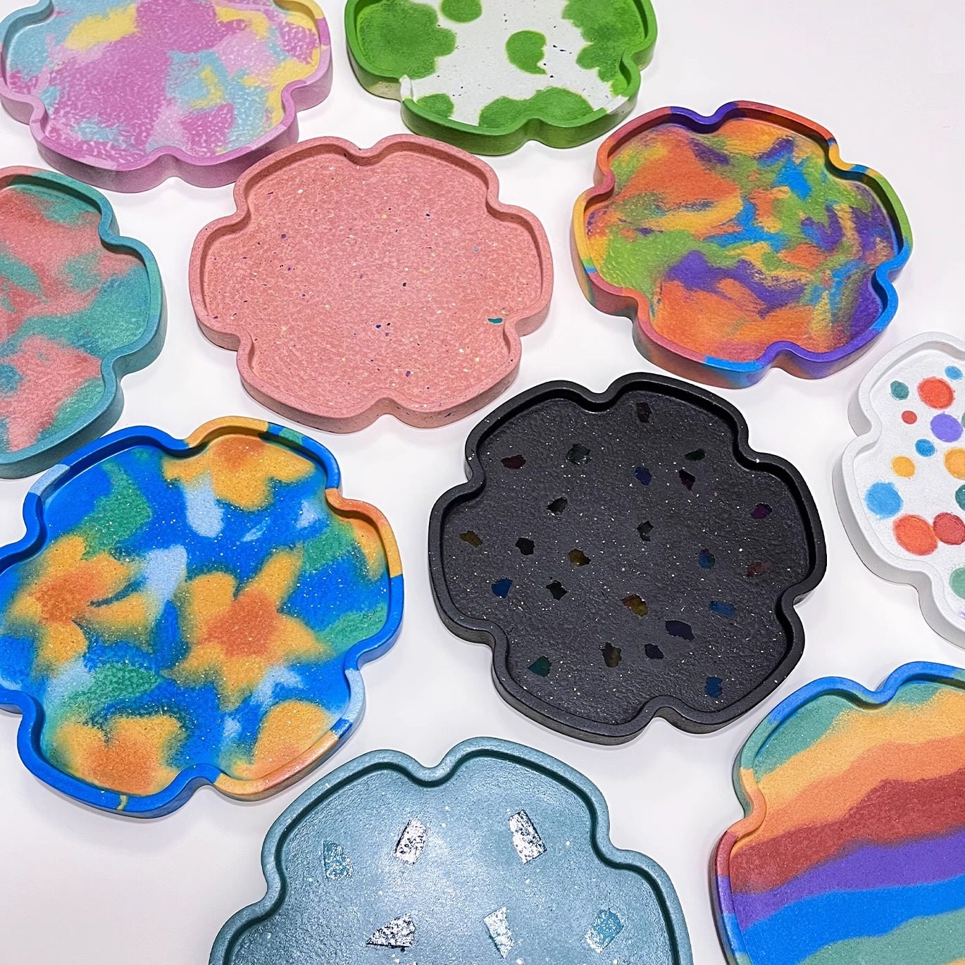 托盘六角葵花首饰香薰香灰家居彩色新中式孤品艺术水泥托盘1物1拍,家居饰品,香薰托盘,淘宝优惠券,粉丝福利购,淘宝优惠卷