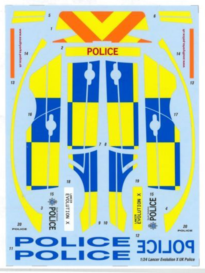 TABU模型水贴1：24DC1191车模水贴 Lancer Evolution Ⅹ UK Polic