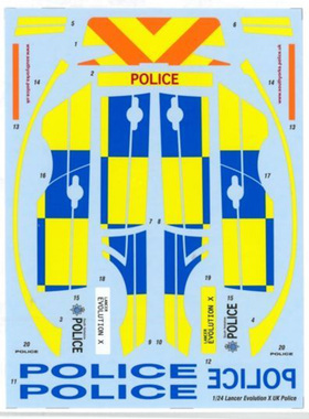 TABU模型水贴1：24DC1191车模水贴 Lancer Evolution Ⅹ UK Polic