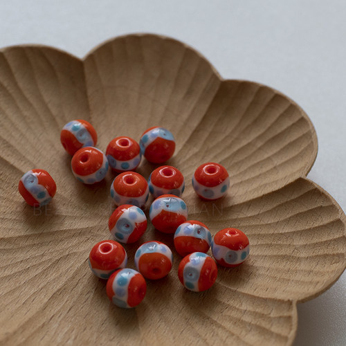 diy撞色透明感手工玻璃珠耳饰