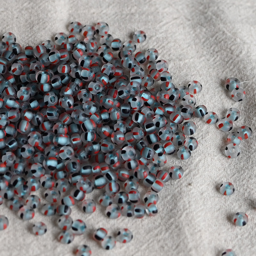 diy手作耳环材料哑光条纹红黑蓝捷克米珠 5/0