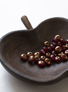 DIY手工串珠耳环材料复古深红色扁圆车轮切面有机玻璃散珠捷克珠