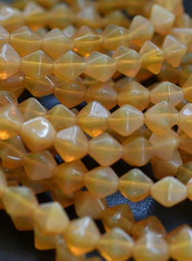 DIY手工手作耳环材料蛋白黄色菱形捷克珠复古 6mm