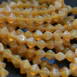 DIY手工手作耳环材料蛋白黄色菱形捷克珠复古 6mm