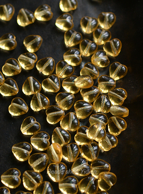 DIY手工耳环材料玻璃散珠复古透明感小爱心桃心捷克珠 6mm