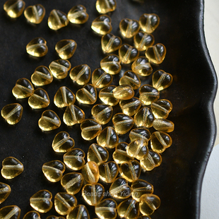 DIY手工耳环材料玻璃散珠复古透明感小爱心桃心捷克珠 6mm