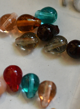 YIDIAN 灯工手工玻璃散珠DIY串珠手作材料彩色饱满小水滴