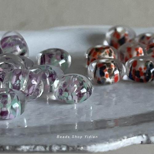 可爱油画透明感车轮玻璃珠